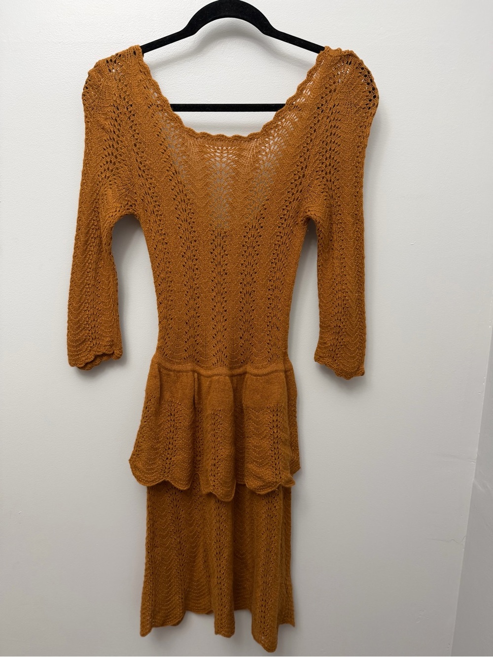 Anthropologie Knitted & Knotted Tiered Pointelle Crochet Dress